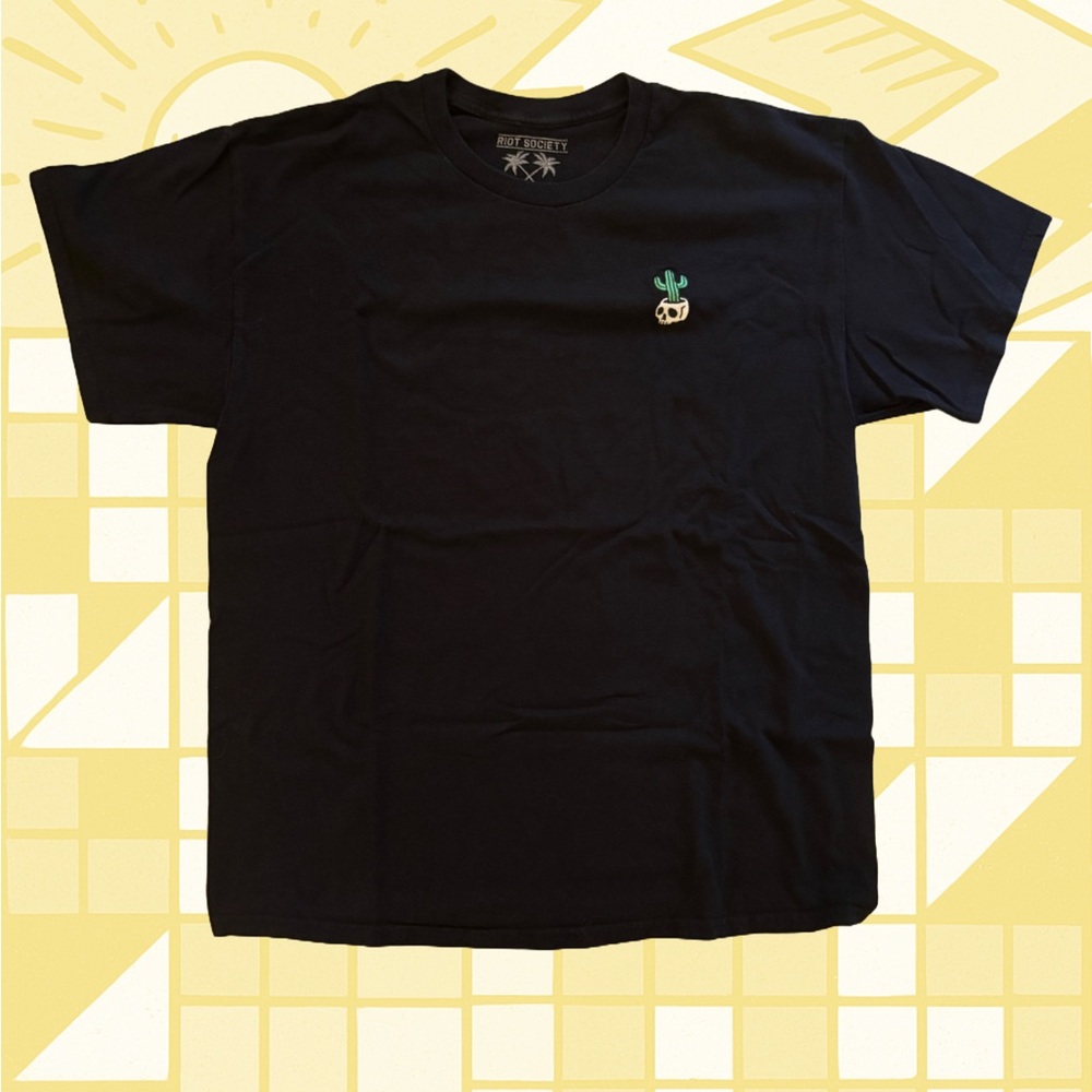 Black Tee with Skull Cactus Design